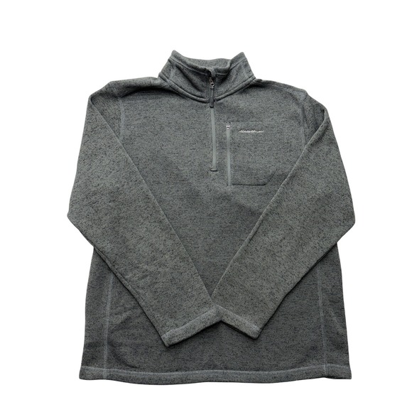 Eddie Bauer Other - Eddie Bauer Pullover Mens Large Gray 1/4 Zip Fleece Mock Neck Hiking Sweater
